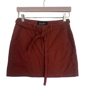 Indigo Rein Burnt Orange Cargo Mini Skirt with Belt | Size 24